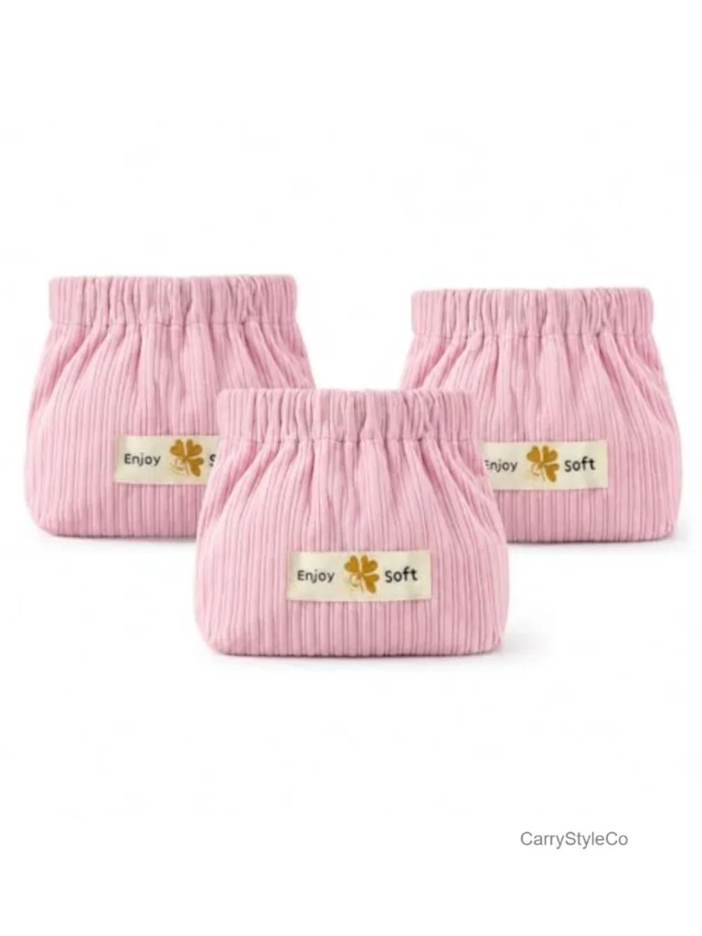 3pcs Corduroy Makeup Bags Set, Travel Cosmetic Organizers, Soft Pouch for Purse